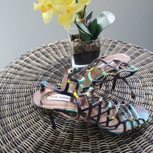 Steve Madden Flither Women Open-Toe Leather Heels